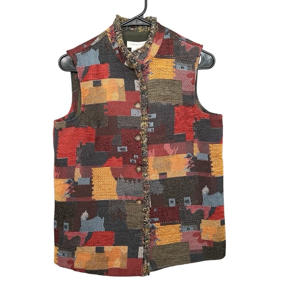 Coldwater Creek Jackets & Blazers - Coldwater Creek Patchwork Vest Multi SZ S Boho Hipster Artsy Cabincore Grandma